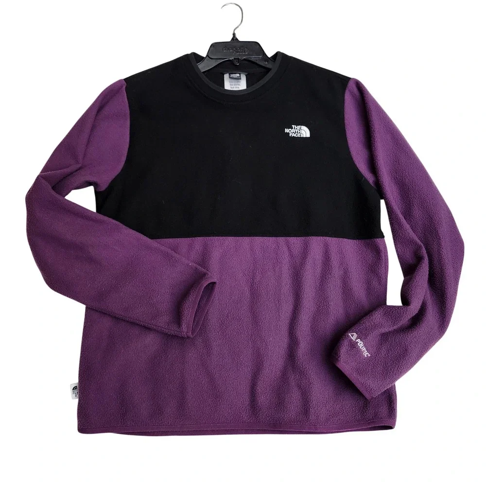 The North Face Mens Fleece Pullover Black Purple Polartec Circular Design Size M